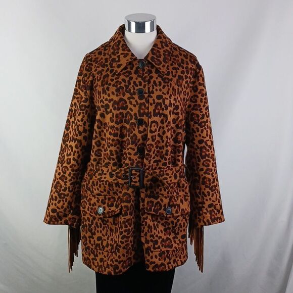 Boston Proper Animal Print Faux Suede Jacket. - Picture 1 of 10